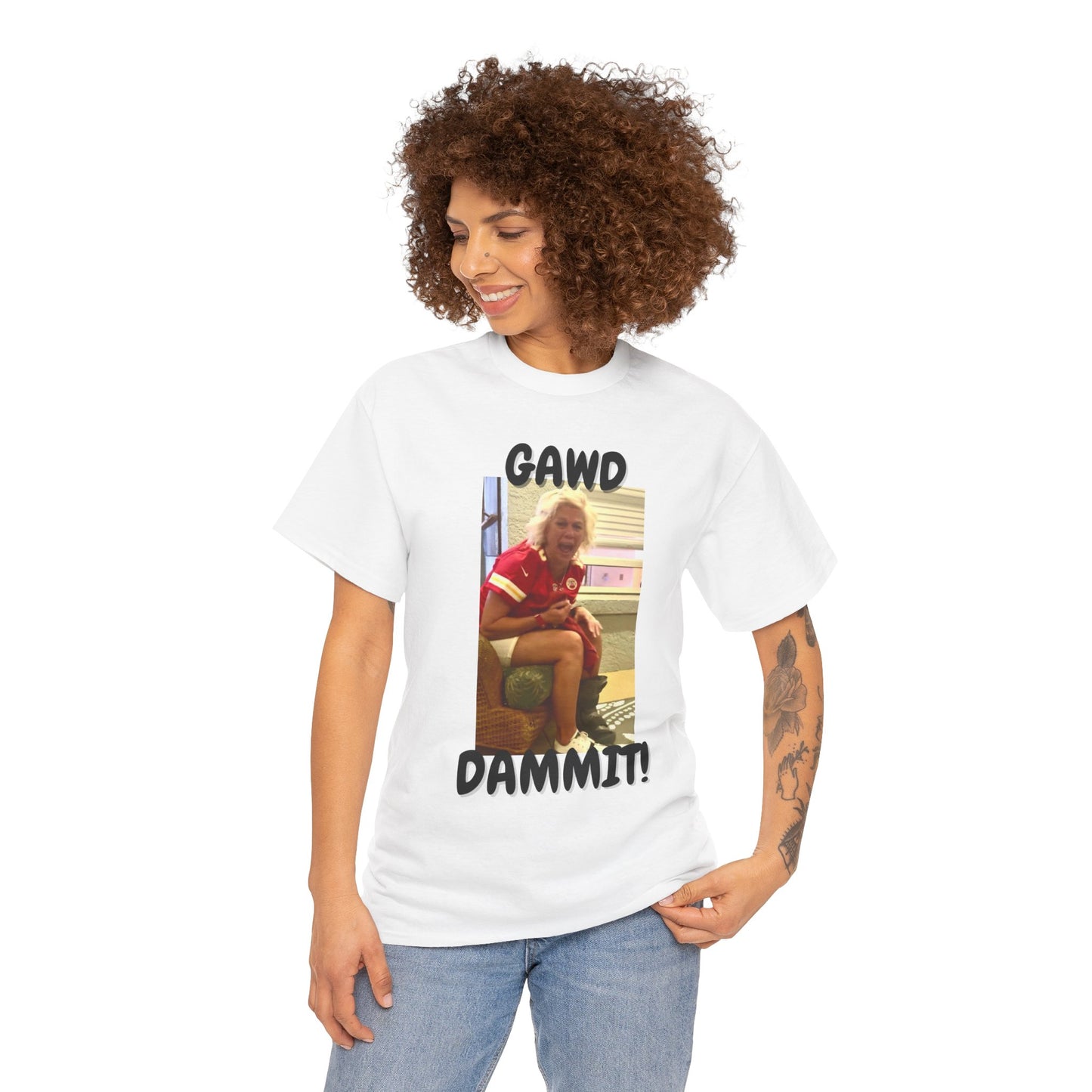 Funny Unisex Heavy Cotton Tee - "Gawd Dammit!" Humor Shirt for Casual Wear