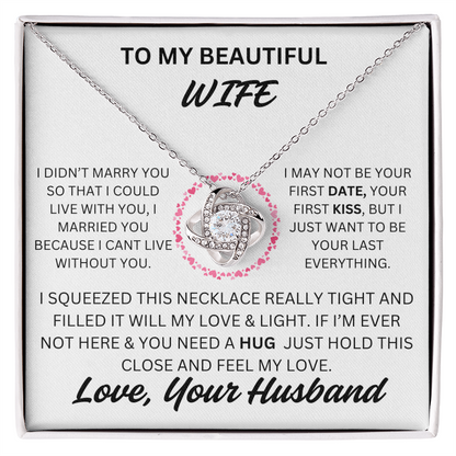 To My Beautiful Wife Love Knot Necklace